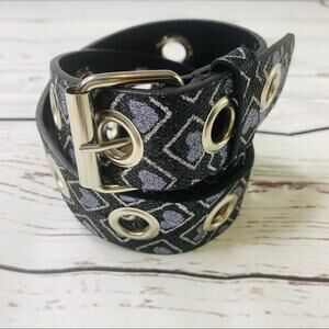 Black glitter heart belt rivets